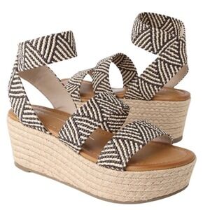 REPORT Marilyn Platform Wedge Sandals Espadrille Ankle Strap Woven Boho SZ 8 EUC